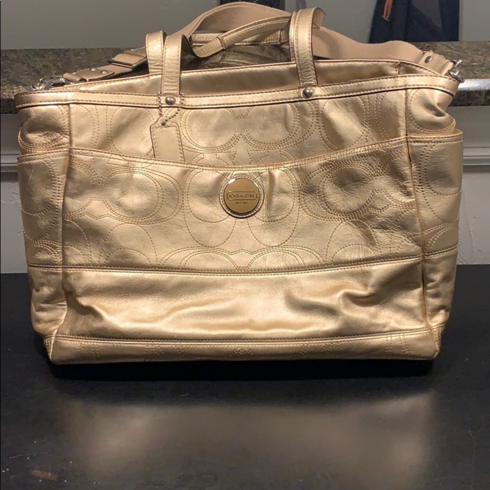 Coach Metallic Gold Large Tote/ Diaper/ Laptop Bag
